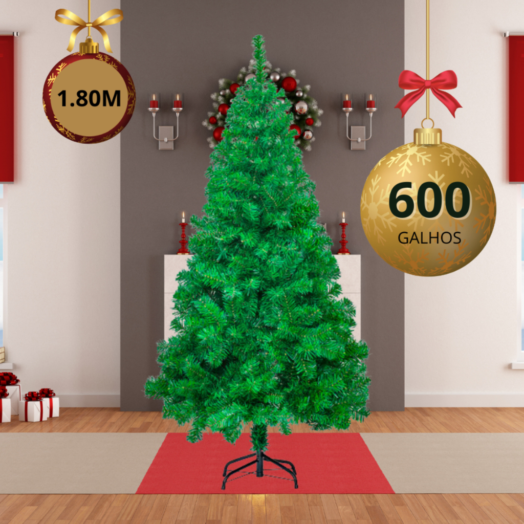 Árvore De Natal Pinheiro Verde Grande Luxo Tradicional Cheia