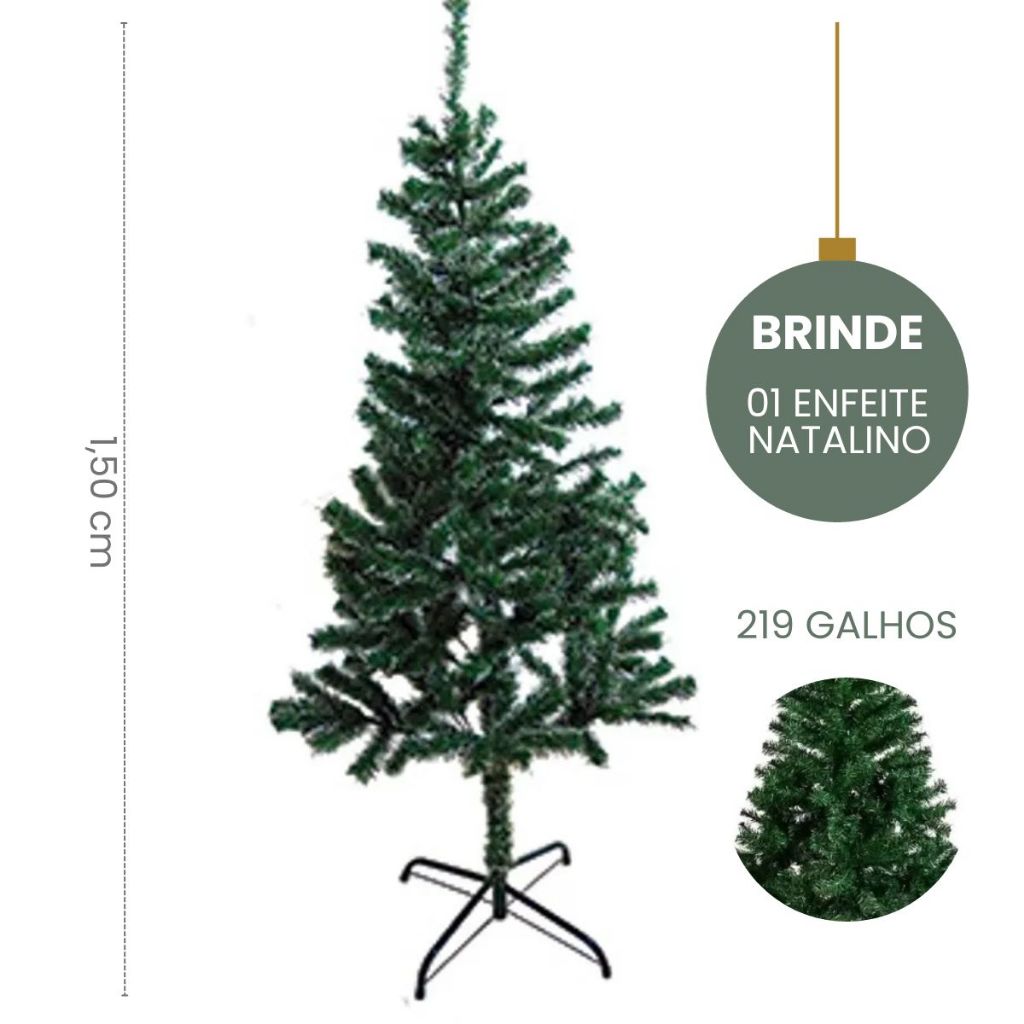 Árvore De Natal Grande Artificial 240 Cm De Altura Cheia - R$ 1.362,11