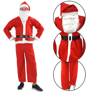Roupa Completa Papai Noel Natal Natalino Com Gorro Fantasia
