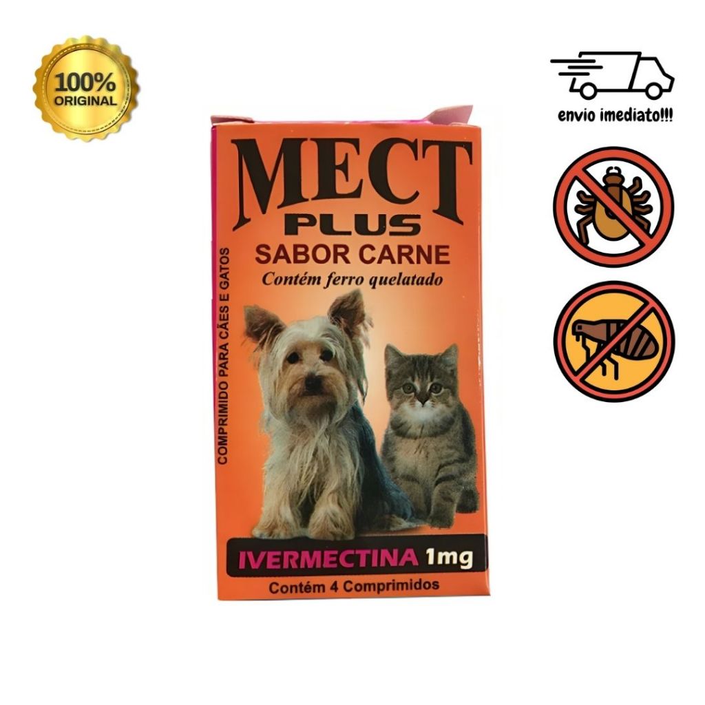 Antipulgas Carrapatos Vermes e Sarnas M𝗲ct Plus Para Cães e Gatos de 2,5Kg a 60Kg / Envio Imediato
