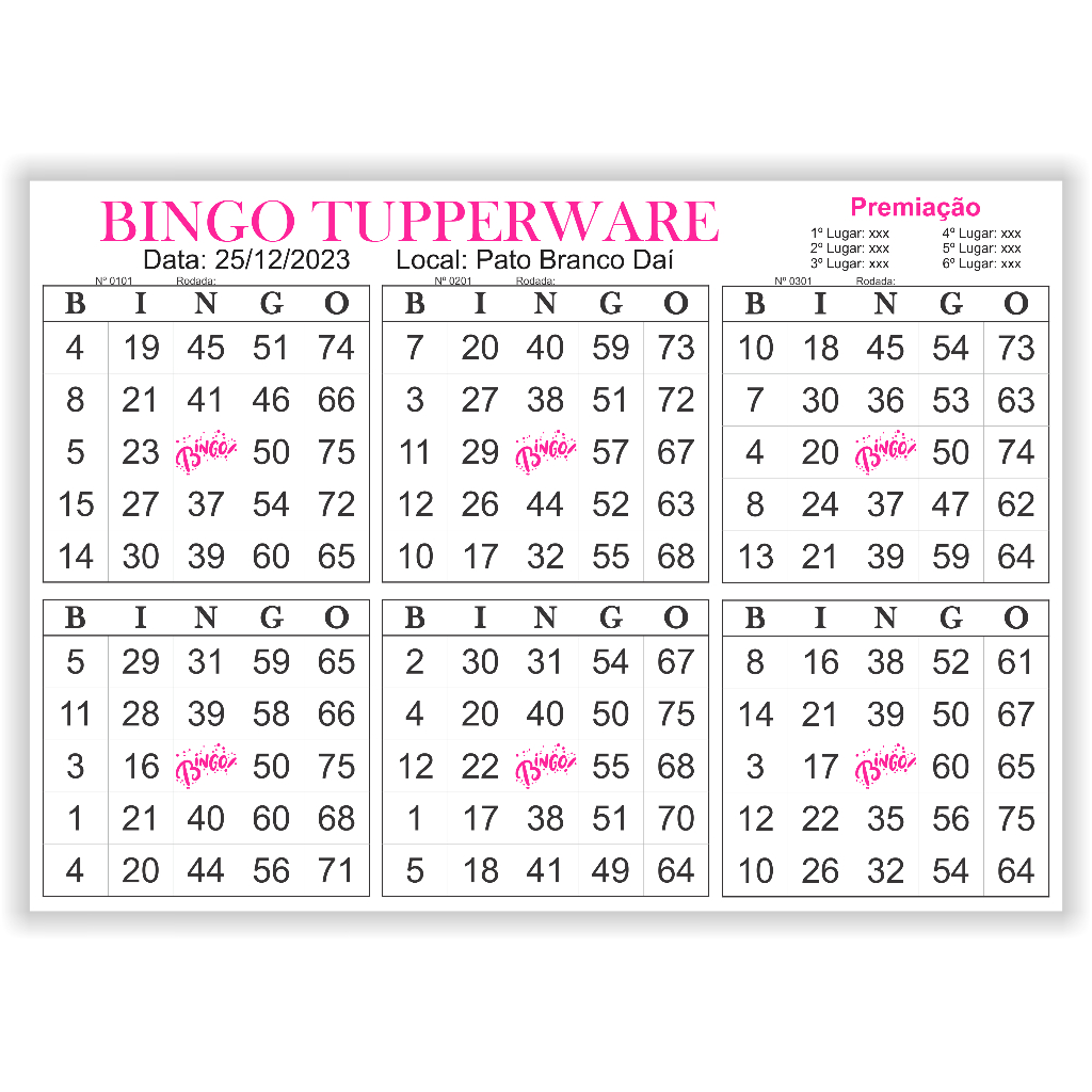 Cartela De Bingo Tamoio Com 100 Folhas E 15 Blocos