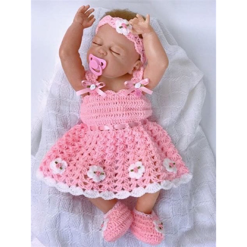 Vestido de best sale croche rosa infantil