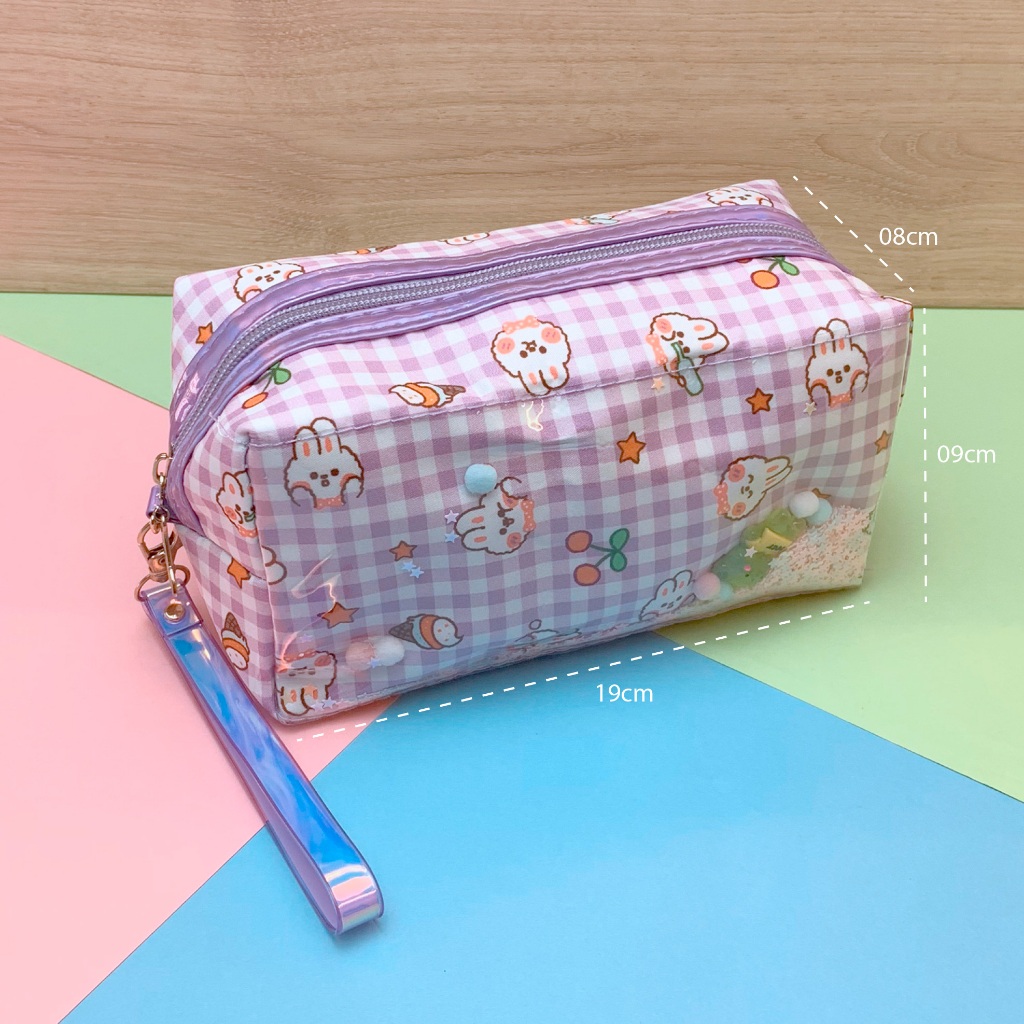 Sanrio Cinnamoroll Melody Lona Cor Dupla Camada Lápis De Zíper 3D Estojo De  Estudante Saco De Papelaria Presente De Natal