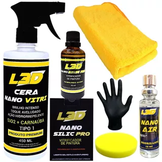 Cera Automotiva L3D Vitrificador Automotivo Aromatizante Premium Em Spray Flanela Aplicador
