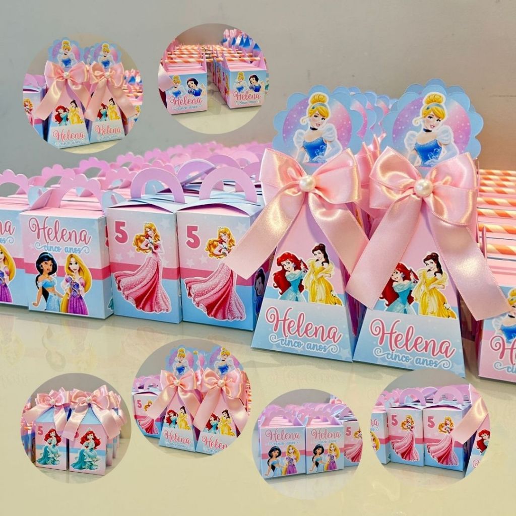 Lembrancinhas e Caixinhas Personalizadas com o nome e idade - personalizados Princesas Disney