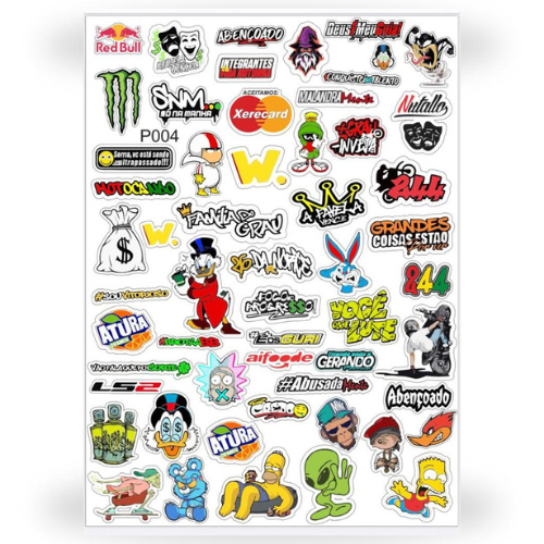 Cartela de Adesivos S12 para carro moto ou bike Sticker Notebook Bicicleta  Coelho Grau 244