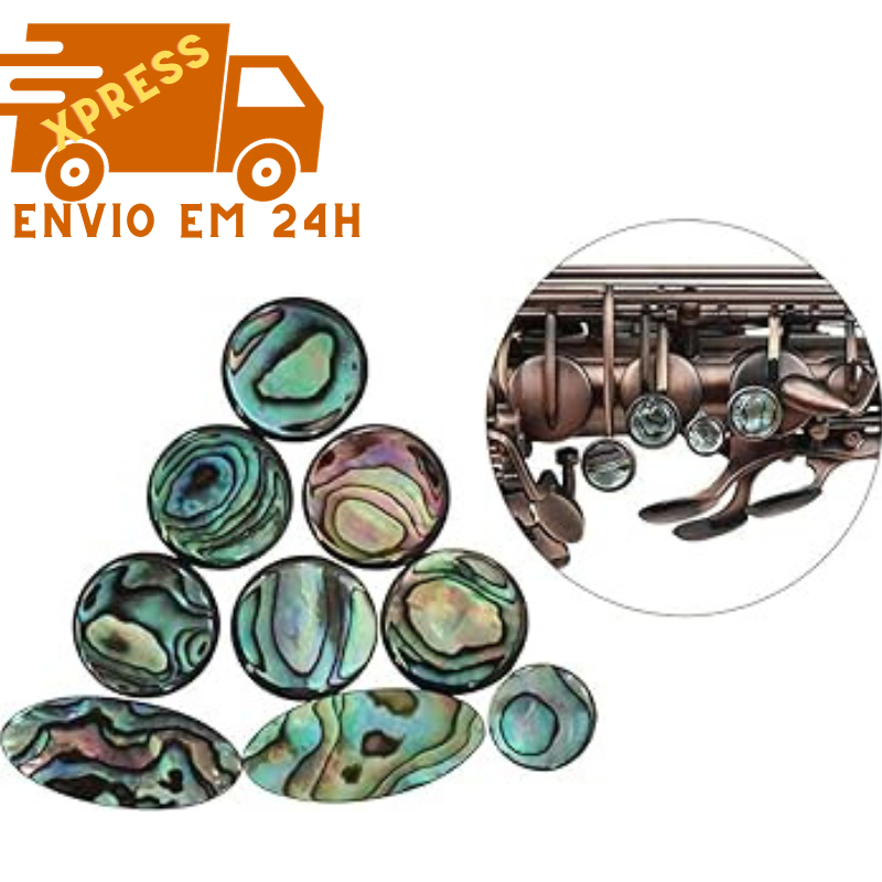 Jogo Completo Madrepérolas Verdadeiras Abalone Saxofone Alto, Tenor, Soprano e Barítono 9 Pçs
