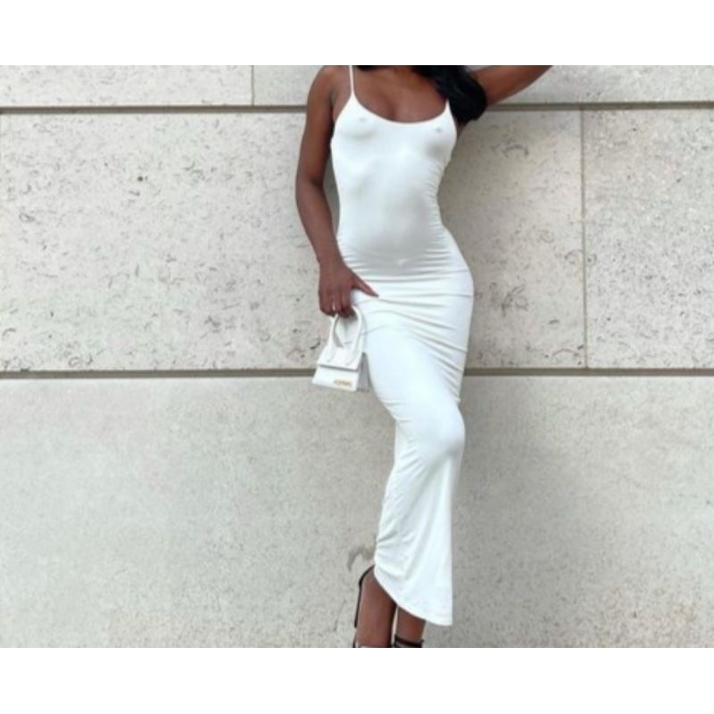 Vestido Colado Branco Vestido longo | Shopee Brasil