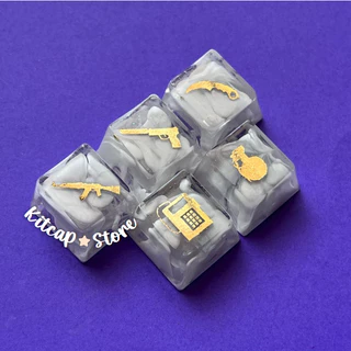 Kit Teclas Douradas CS2 - CS GO - Efeito Névoa -Teclas Para Teclado Mecânico - Efeito Smoke - CS2 - Fumaça - Jogo