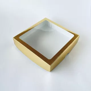 Caixa com Visor S25 Dourada (25x25x6,5cm) 10 unidades - ASSK - Kafe Embalagens