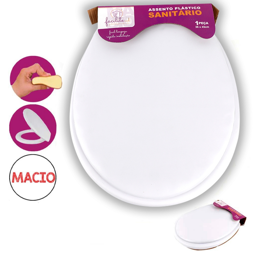 Assento Sanitário Almofadado Tampa e Assento Basico Oval Universal