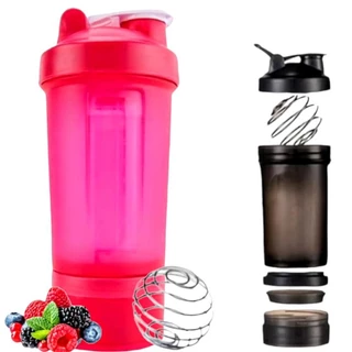 Garrafa Coqueteleira shake Academia Para Suplemento Whey Com Compartimento