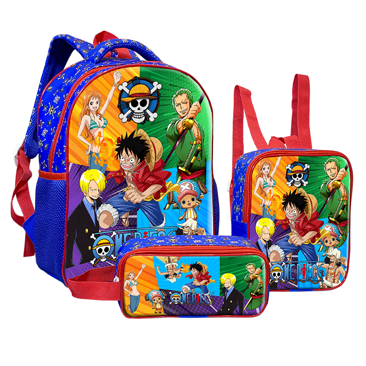 mochila kit escolar infantil one piece cabe livros e cadernos | Shopee ...