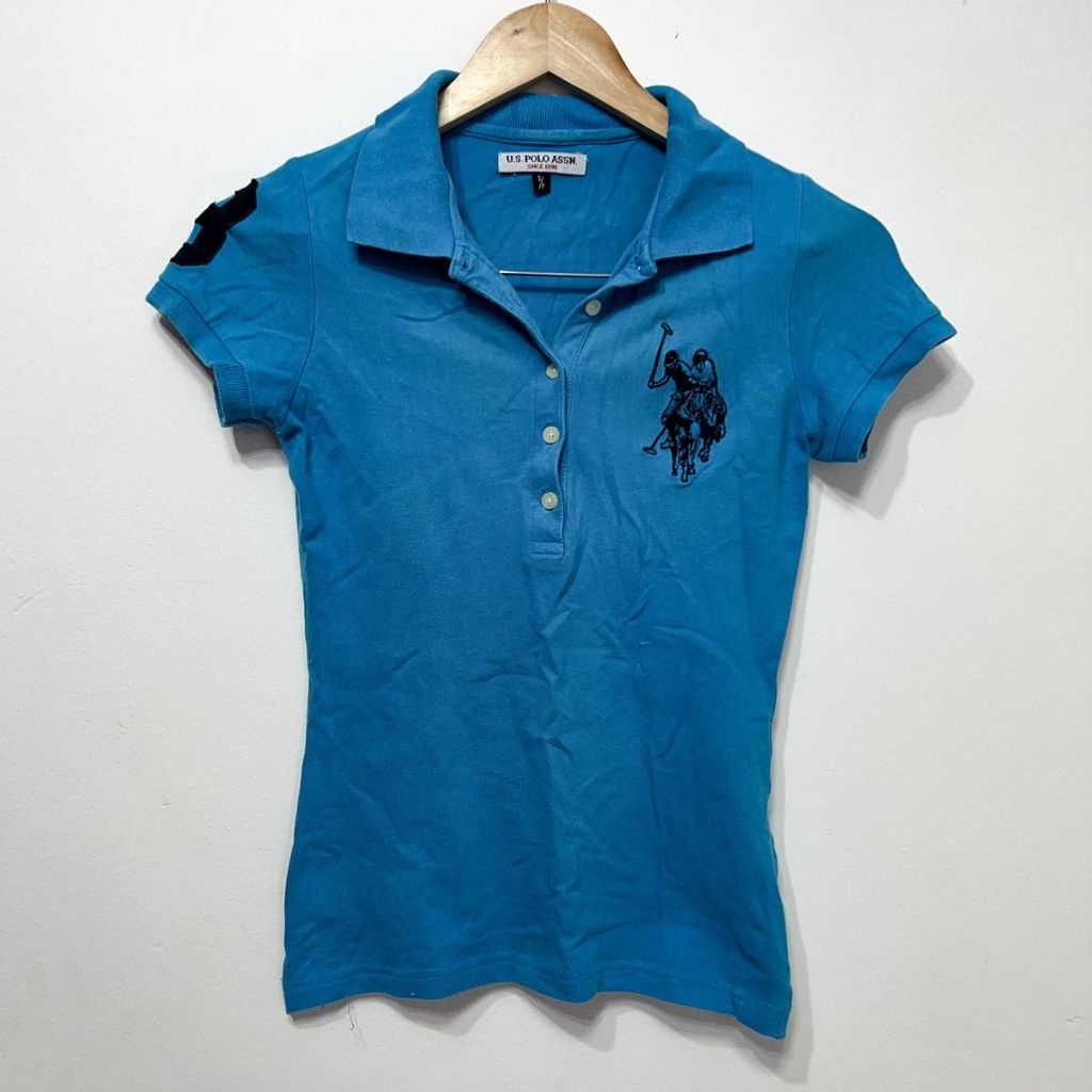Camisa Polo Feminina U.S. Polo Assn. Piquet Básica U.S. Polo Assn.  Authentic Preta