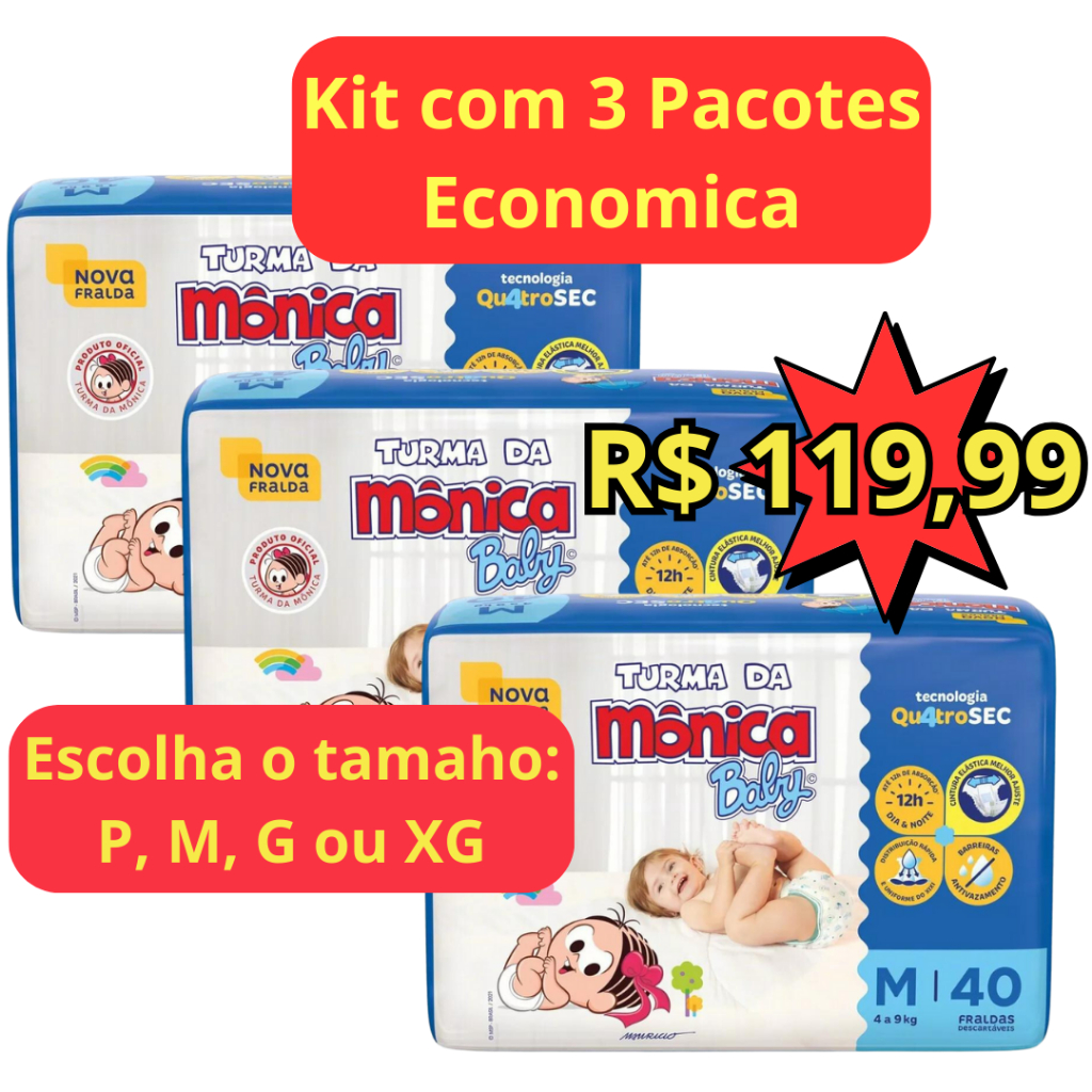 Fralda Turma da Monica Baby Giga Pacotão – Clube de Descontos