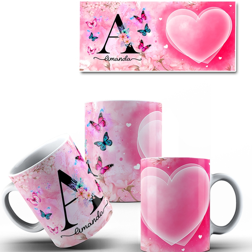 Caneca Personalizada com nome Letra inicial em destaque | Shopee Brasil