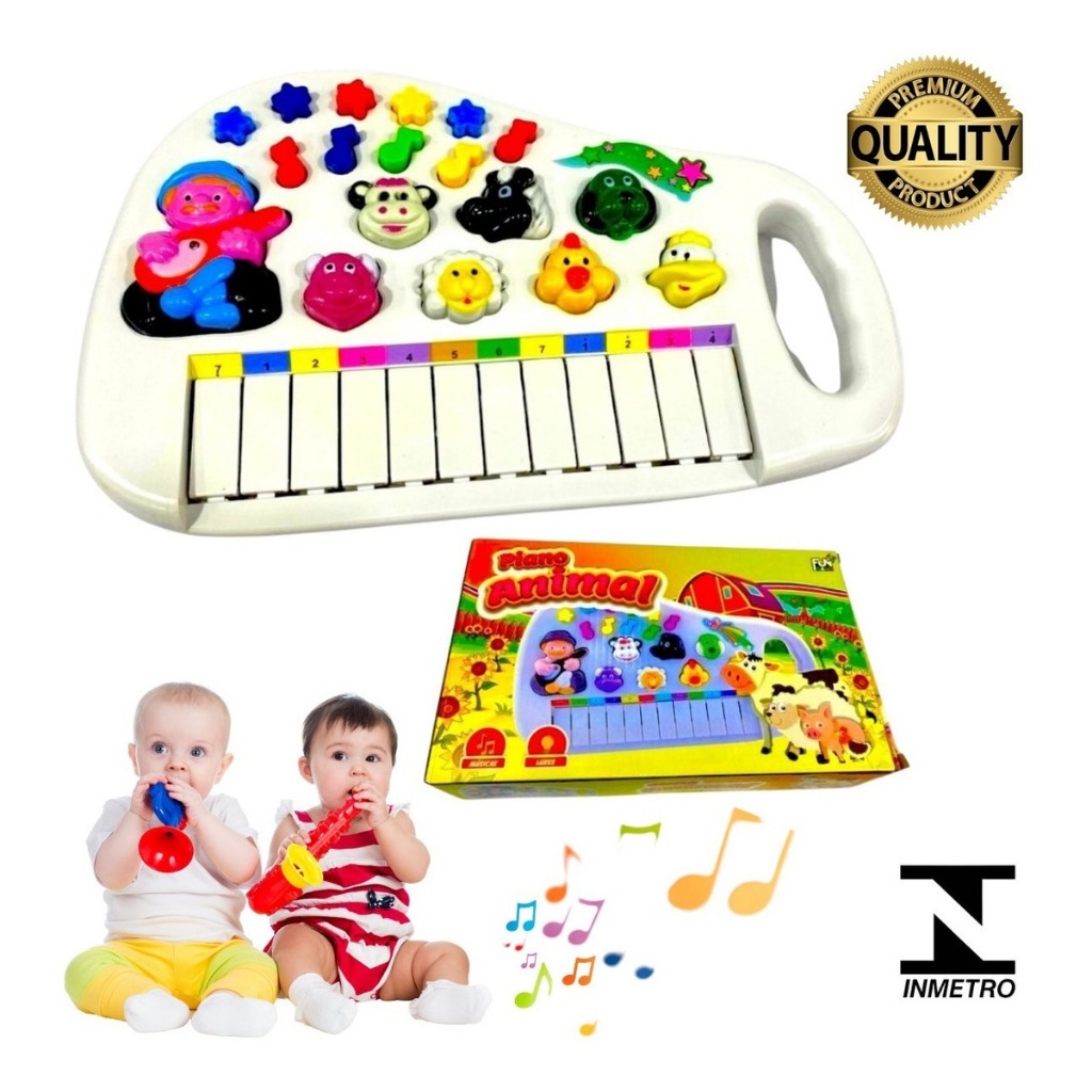 Piano Teclado Musical Bichos Fazendinha Infantil Eletronico