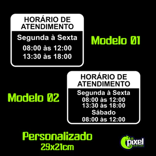Adesivo em Vinil - Horário de Atendimento, Loja, Empresa, Comércio