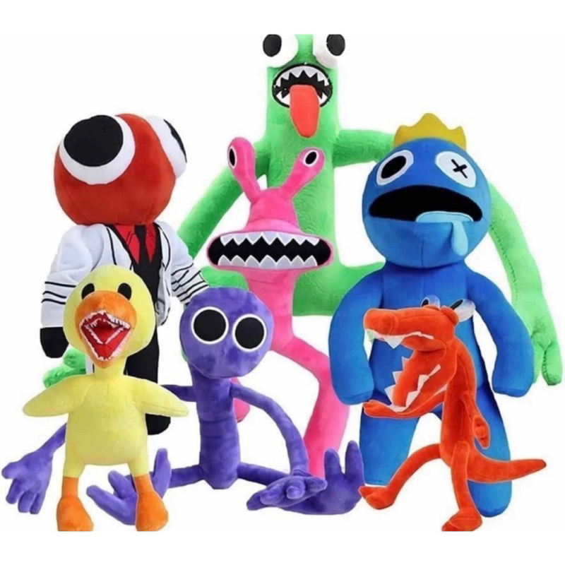 Arco-íris amigos brinquedo de pelúcia portas figura dos desenhos animados  boneca kawaii azul monstro macio pelúcia animais brinquedos crianças  presentes natal