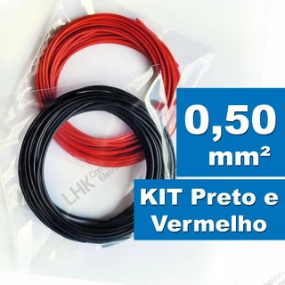 KIT Fio Cabo Flexível Preto e Vermelho 0,50mm AWG20