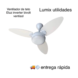 ventilador de teto Elluz 3p c/2 lâmpadas inverter