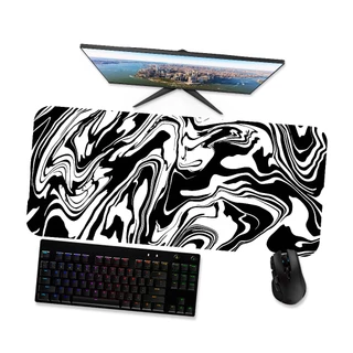 Mouse pad Gamer Grande Mousepad 90x40 80x40 60x40 70x30 - Abstrato Preto e Branco 1