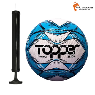 Kit Bola De Futebol Campo Topper Slick Original + Bomba de Encher