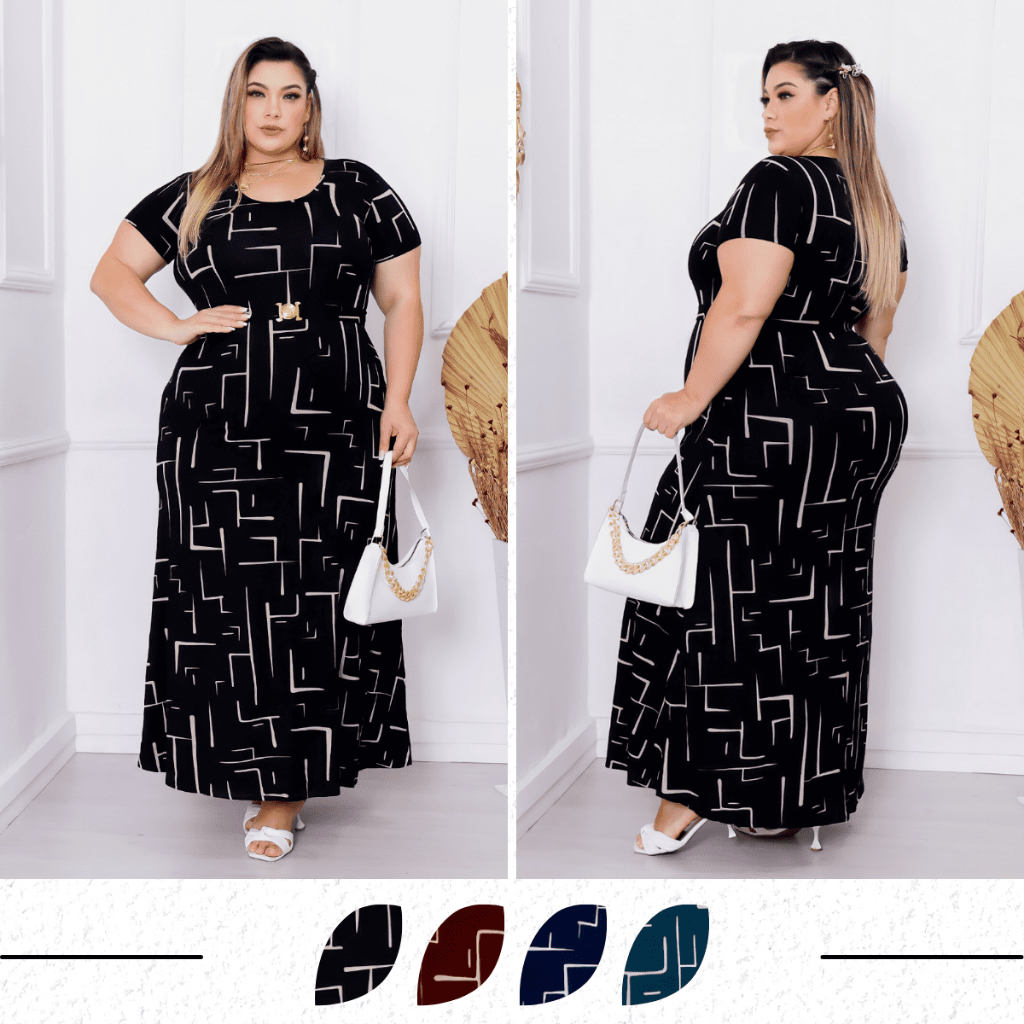 Vestido Longo Premium Estampado e Liso - Moda Evangélica e Cristã - Plus Size 2024