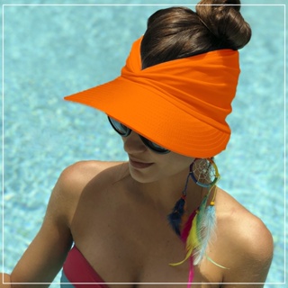 Viseira Feminina Turbante De Praia Duas Cores Com Proteção Solar Uv 50 Uvb Fps 50+ Viseira Piscina Dupla Face
