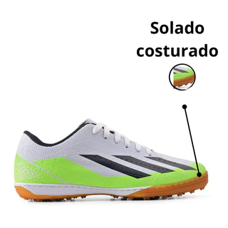 Chuteira Society Branca Grama sintetica/Futebol/Profissional/Aderente/Resistente/Lançamento