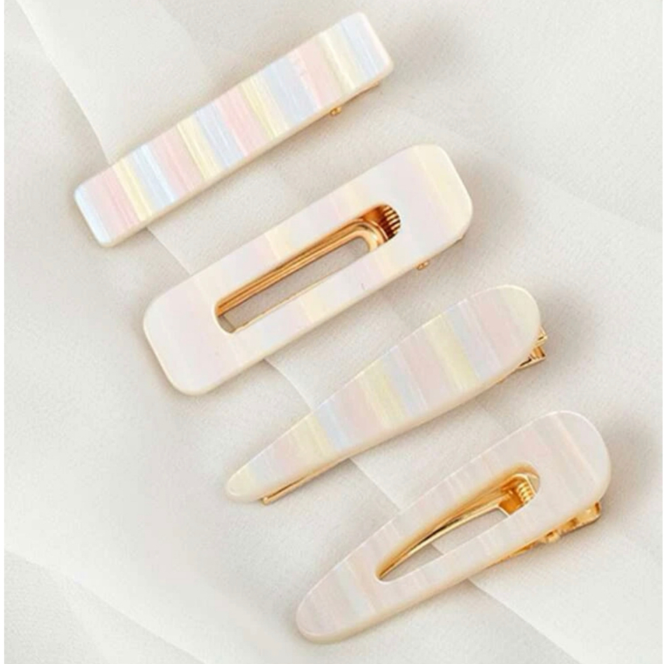 Presilha / Hair Clips/ Tic Tac - Resina - Madre Pérola