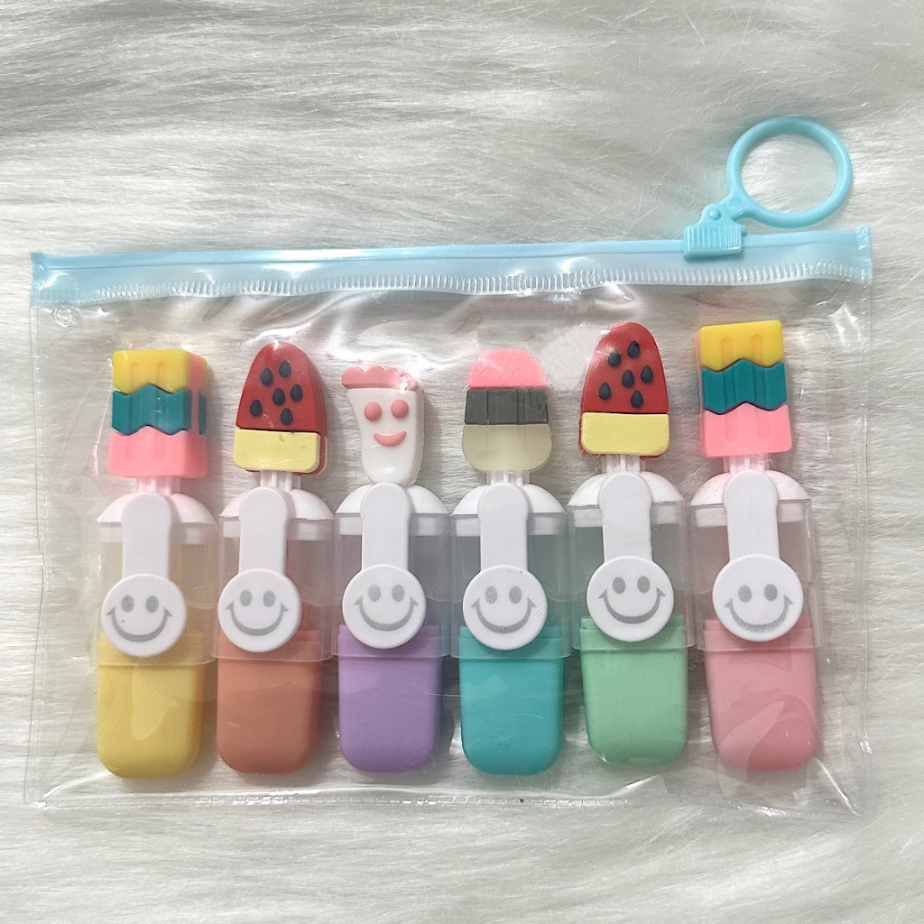 Kit 5 Pacotes/Com 6 Peças Mini Marcador De Texto / Kawaii Desenho Fofo ...