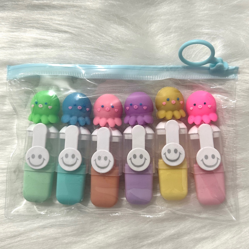 Kit 5 Pacotes/Com 6 Peças Mini Marcador De Texto / Kawaii Desenho Fofo ...