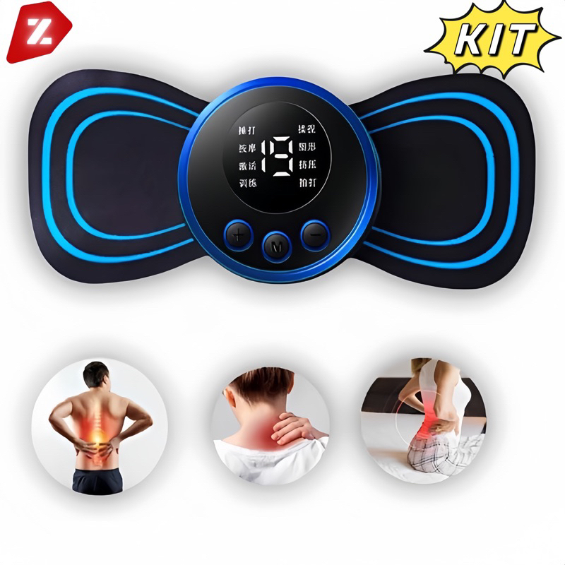 Kit Mini Massageador Elétrico Portátil Cervical EMS Alivia Dores Corpo Pescoço