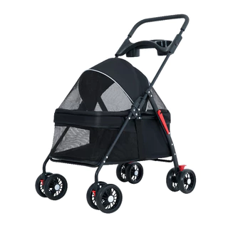 Carrinho de bebê para cães, gatos e cães pequenos de até 15 kg, com bandeja para alimentos W02C