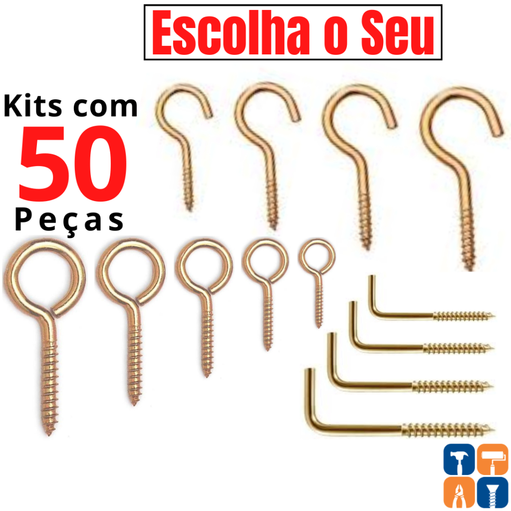 Gancho para Madeira Escapula Pitão com 50 Parafuso Gancho L Fechado para Artesanato Pacote