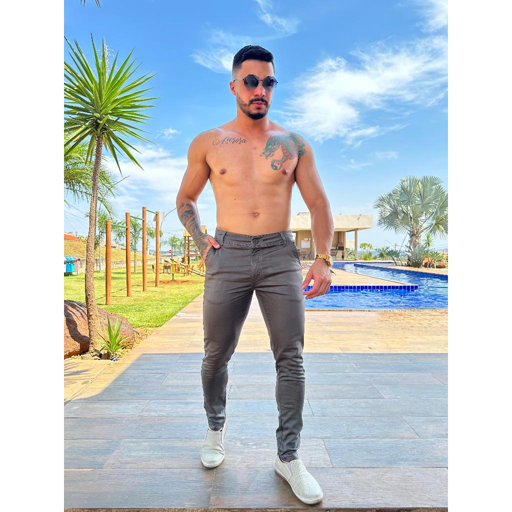Calça masculina acetinada social sporte fino alfaiataria slim