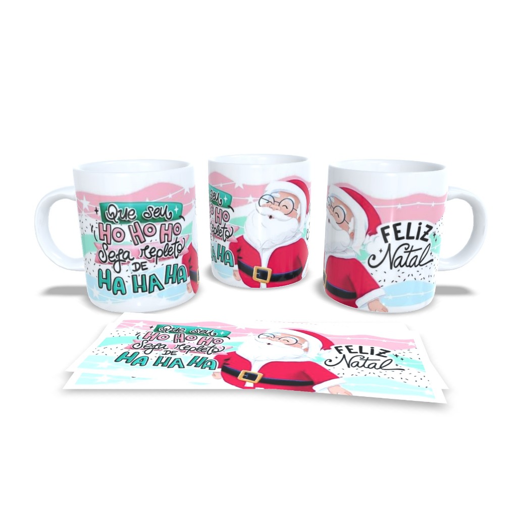 Caneca Feliz Natal Ho-Ho-Ho Repleto De Ha-Ha-Ha Presente - Minha Caneca