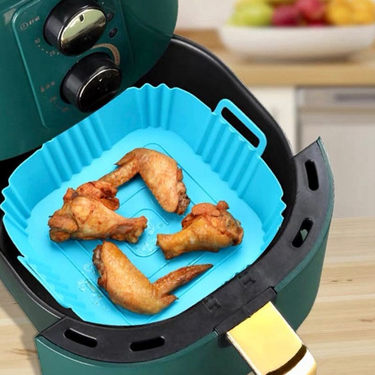 Forma de Silicone para Air Fryer Flexível Redonda Lavável