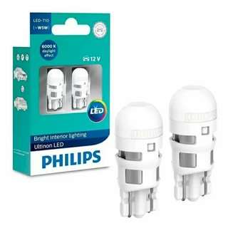 Par Lâmpada LED T10 Pingão W5W Philips Ultinon LED