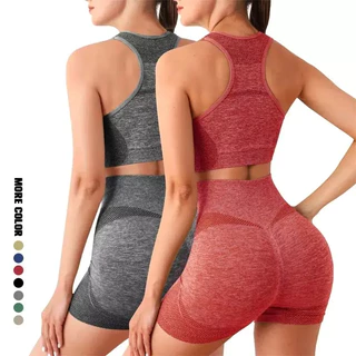 Top com Bojo e Short Conjunto 2 Peças Fitness Não é transparente Feminino Levanta Bumbum Short de Academia Tamanho Único ref: 2274a ou 2274
