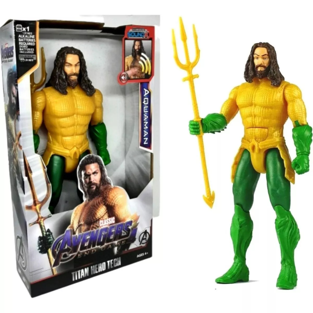 Boneco Aquaman Com Tridente Articulado Com Luz E Som 30cm Original ...