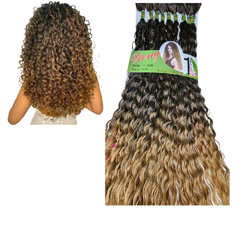 Cabelo Megahair Telado Orgânico Cacheado Alongamento Macio 1 Pacote faz a Cabeça Original