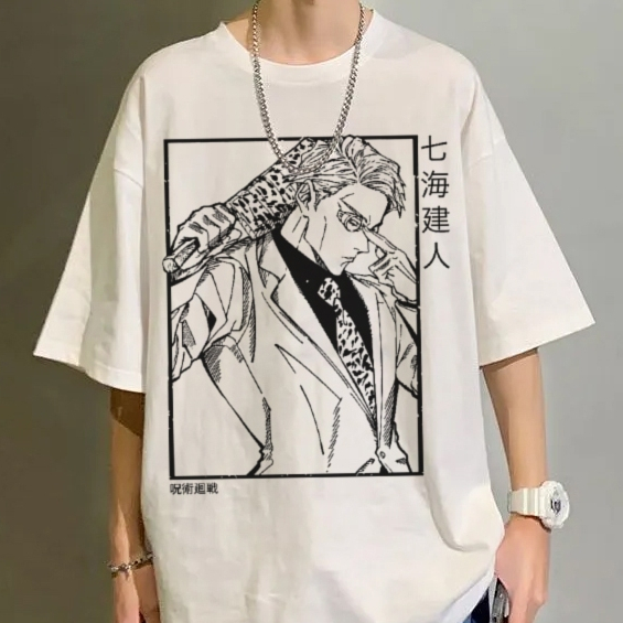 Camiseta Branca de Anime Jujutsu Kaisen Kento Nanami