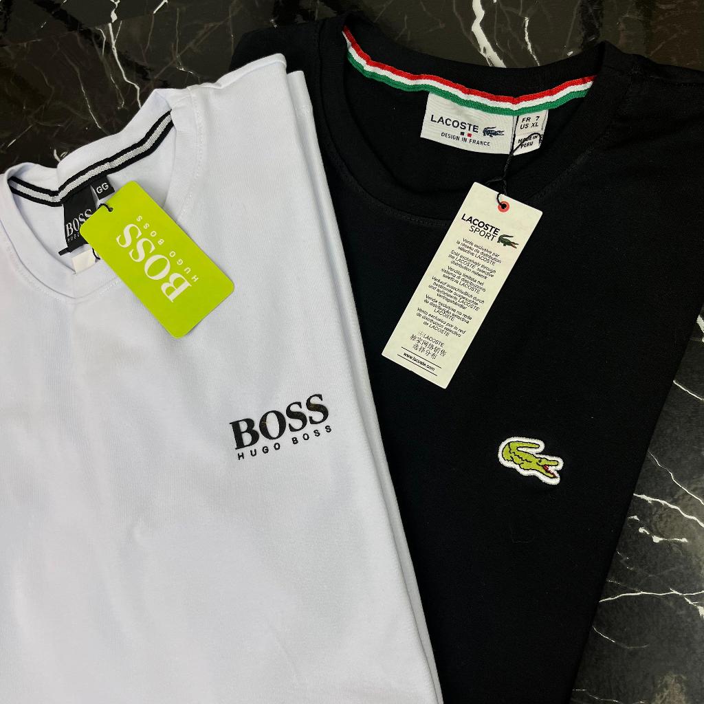 KIT 2 CAMISETAS LACOSTE E BOSS ALGODÃO CORES VARIADAS MELHOR QUALIDADE