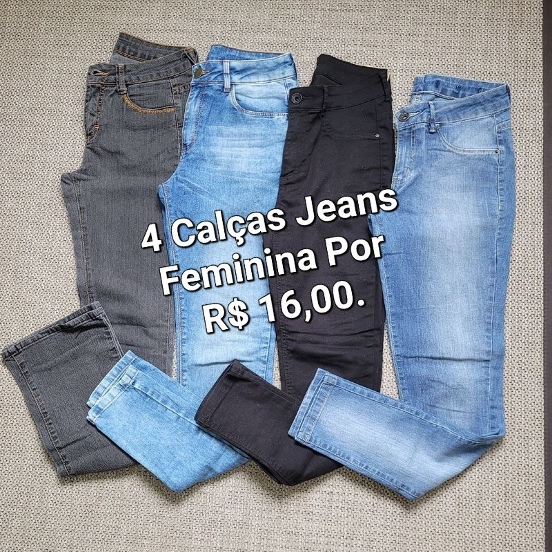 kit 4 Calças Jeans Feminina Skinny Cós Alto que empina Hot Pants