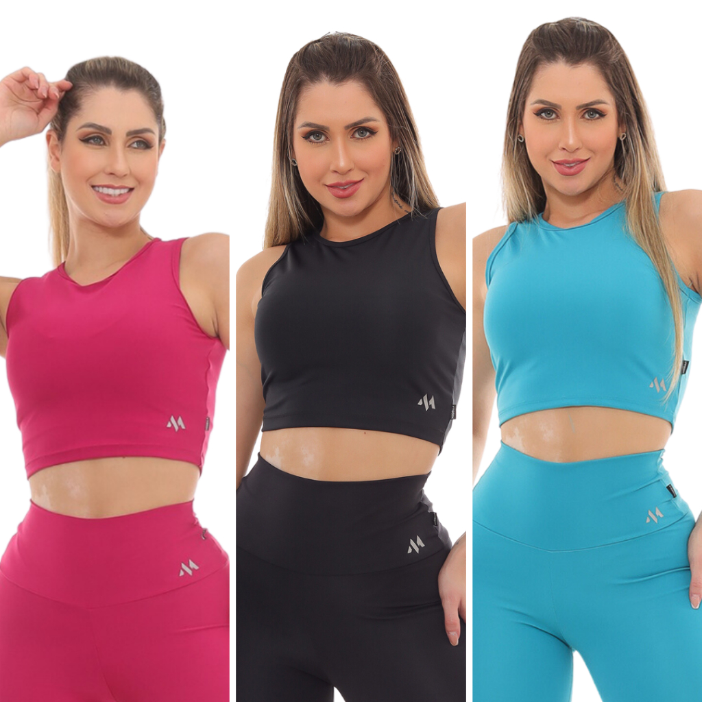 Kit 3 Peças Cropped Academia Lulli
