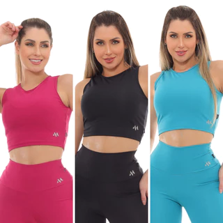 Kit 3 Peças Cropped Academia Lulli