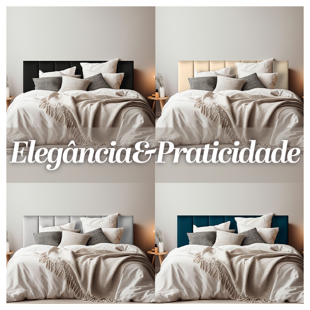 Cabeceira Estofada Módulo 60x20cm Unitário para Cama Solteiro Casal Queen e King - Placa Adesiva Estofada