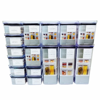 Kit Pote Hermético Quadrado Para Alimentos Dispensa Acrílico Paramount Lumini